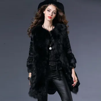 

Natural rabbit fur and raccoon dog fur and polyester patchwork parkas women fashion fur jackets fur coats 2018 autumn winter