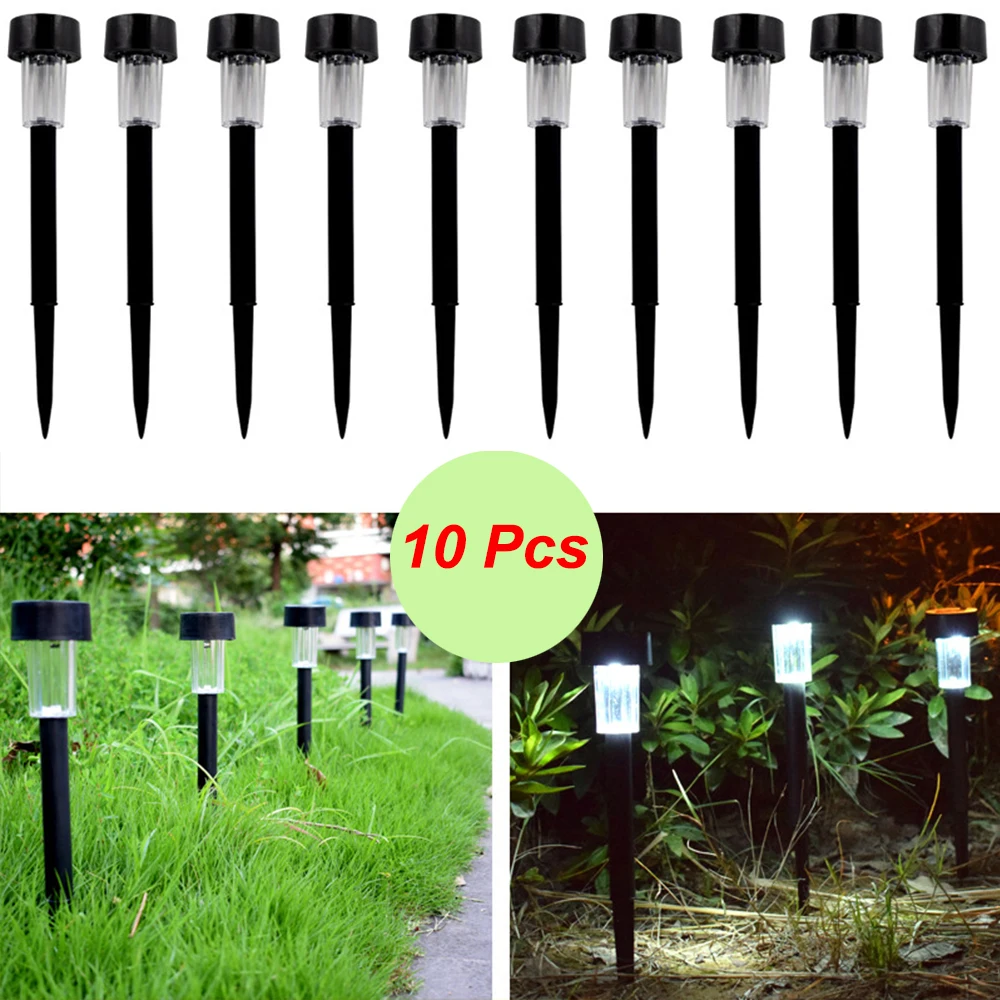 

10 pieces Outdoor Stainless Steel Solar Lawn Light Changing Garden Solar Power Lamp for Landscape Path Yard Pathway Lights