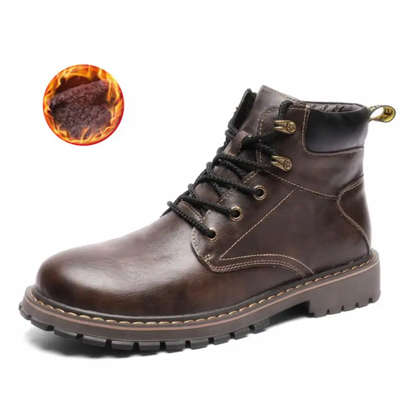 Dr Bottes brown Hiver Fourrées Hombre Décontracté Lacets Véritable Botas Bottines Fur black D'hiver Homme De Martins Cuir gray Fur Hommes Chaussures gray brown Black À Fur wFxC5qO1O