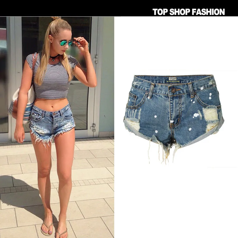 hot Hippie personality irregular painted point women shorts vintage