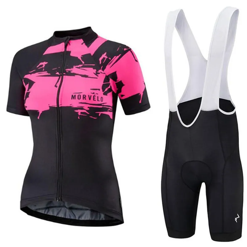 

2019 Morvelo professional team set ropa ciclismo mujer women short sleeve cycling suit breathable jersey bib shorts bike clothes