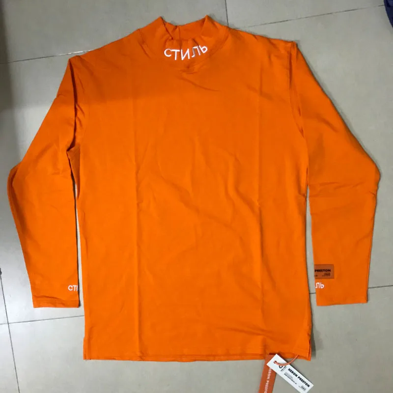 

Heron Preston Long Sleeves T Shirts Men Women Orange Embroidery Hip Hop T-Shirts Streetwear Cotton Heron Preston T Shirt