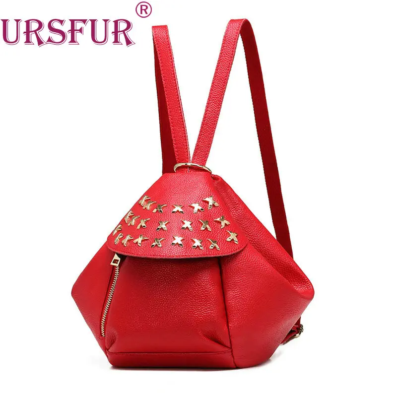 

URSFUR Women Bag 2017 Backpack Clutch Bag Zipper Metal Genuine leather Female School Bag Bolas Feminine shoulder Bag 2 styles