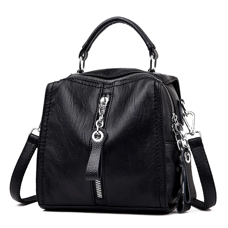 Роскошные женские сумки из коровьей кожи, дизайнерская модная сумка через плечо для женщин, многофункциональная сумка, большая сумка-тоут - Цвет: Черный