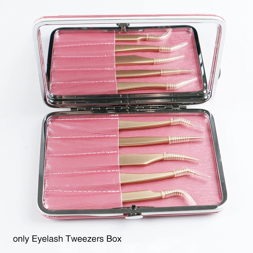 

Accessories Make Up With Mirror Storage Case Wear Resistant PU Leather Organizer Professional Eyelash Tweezers Box Individual