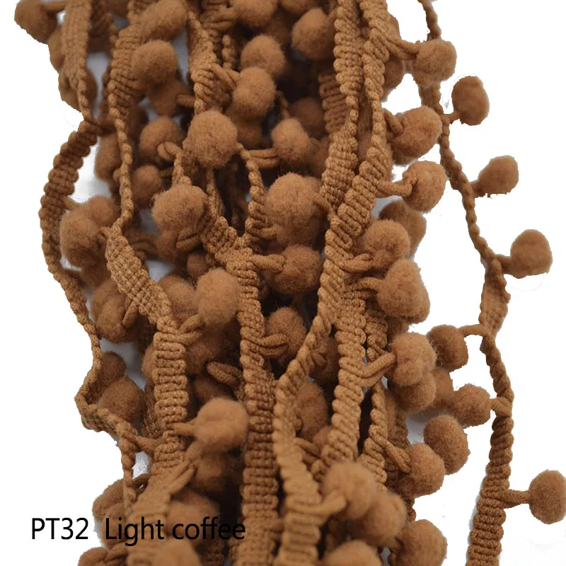 5 ярдов помпон 10 мм мини Помпон отделка шаровая лента с бахромой DIY Швейные аксессуары кружева для дома вечерние украшения свадьбы 8Z - Цвет: PT32