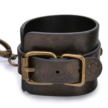 Brown Vintage Genuine Leather Handcuffs For Sex Bdsm Bondage Restraints Hand Cuffs Adult Games Sex Toys For Woman Couples 4