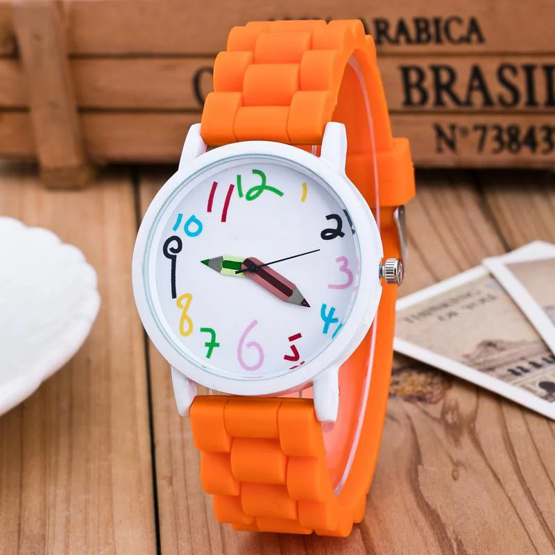 

Silicone Watches Children Pencil Pointer Student Watch Quartz Wristwatches Gift Watches QL Sale