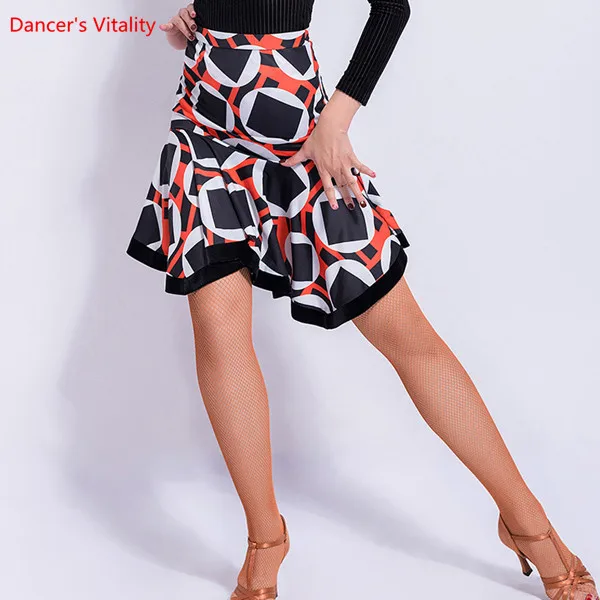 Для женщин латинская юбка для танцев для взрослых женщин с оборками для латинских танцев Костюмы для Для женщин/Для девочек бальное платье, для вальса Костюм Практика одежда - Цвет: As the picture