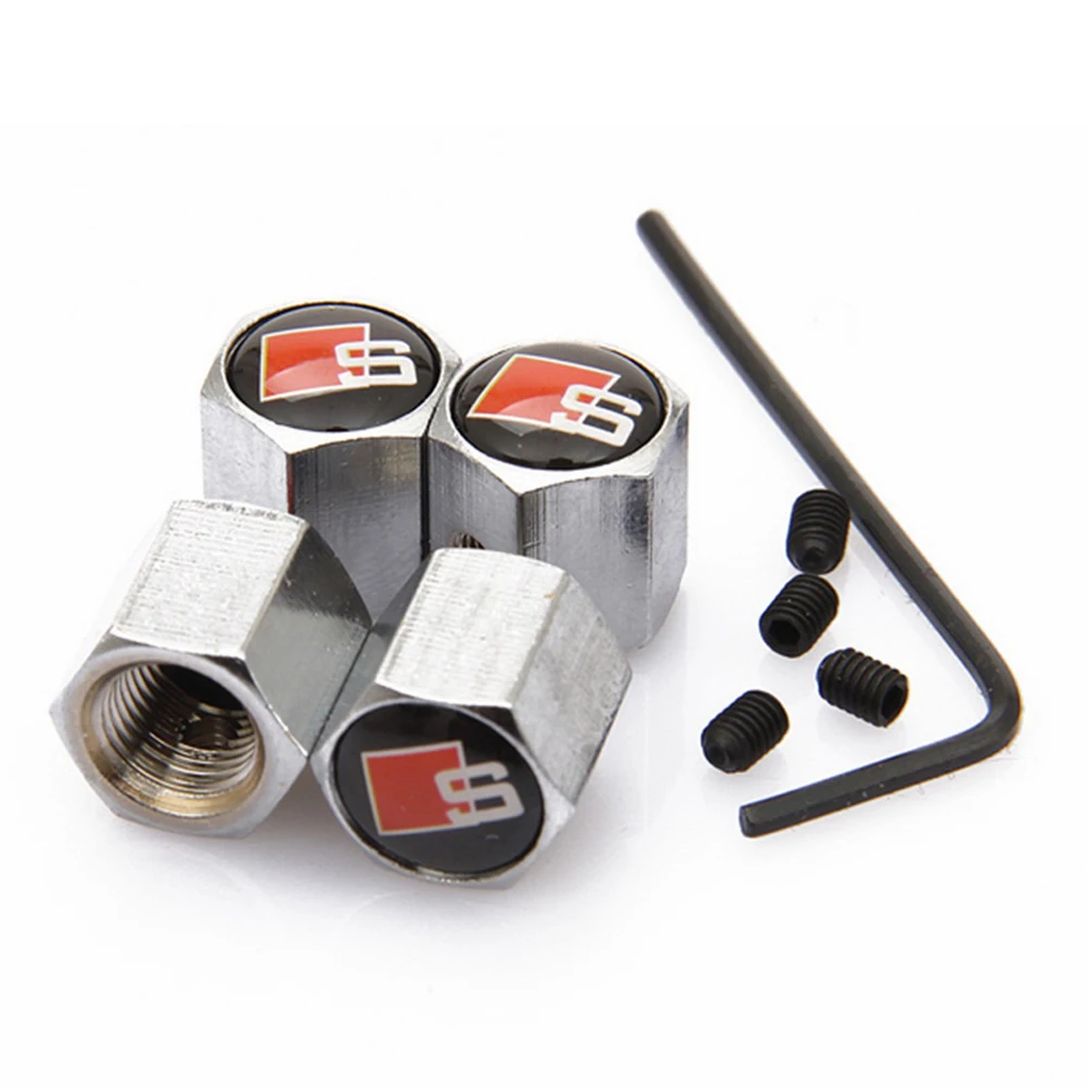 

4pcs/lot Antitheft Car Wheel Tire Tyre Valve Stem Air Cap Cover For Audi Square S