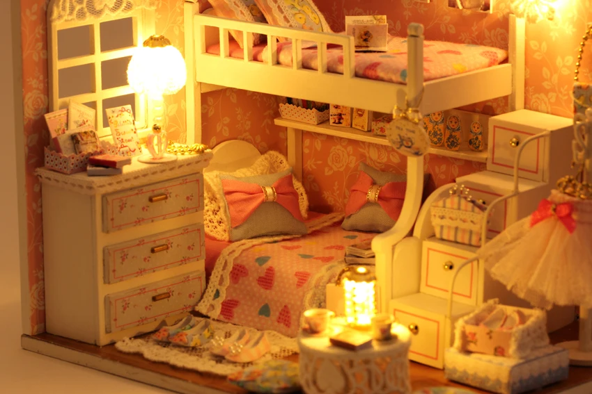 Кукольный дом ручной работы мебель Miniatura Diy кукольные домики миниатюрный кукольный домик деревянные игрушки для детей Взрослые подарок на день рождения H06