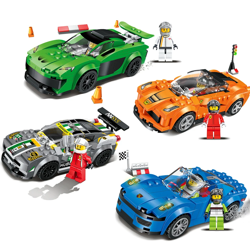 Qunlong Toys 4 Style Racing Car Building Blocks Educational Action Figures Compatible font b Legoe b