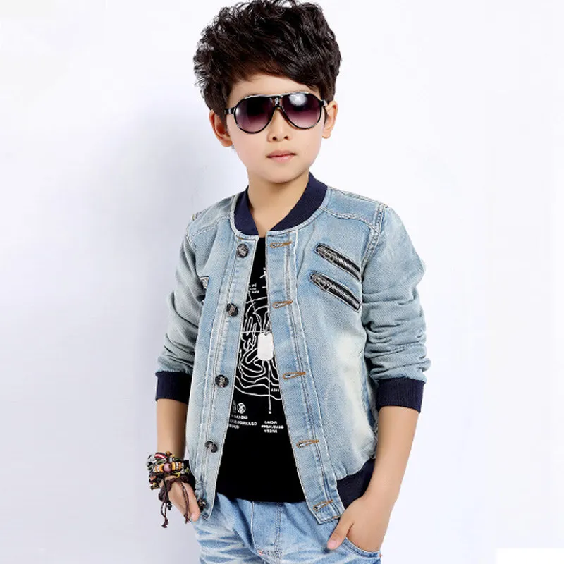 

2015 newest fashion autumn winter children coat boys denim jacket with zipper accessory jeans spring coat for a boy hot sale