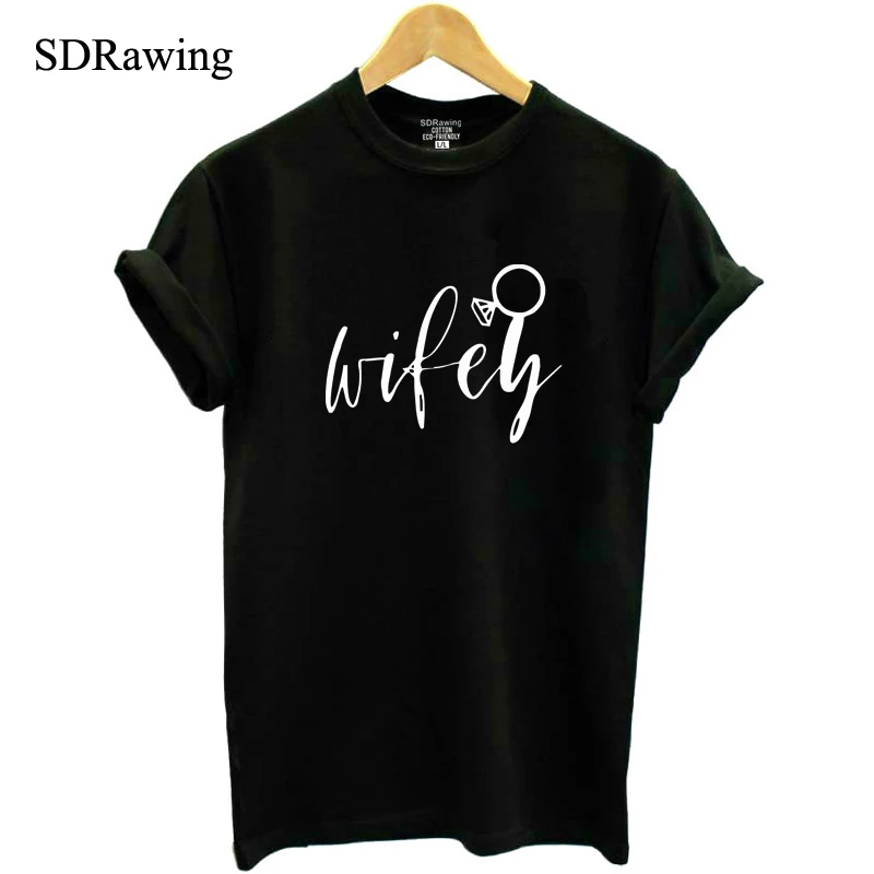 

Wifey Women's Wedding Cotton t shirts Bachelorette tees Casual Wear Women's tops Miss to Mrs Honeymoon Bridal Party Shirts