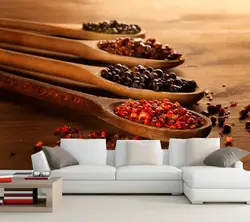Пользовательские специи ложка пищевой настенные обои 3d, Ресторан столовая диван телевизор кухня обои для стен 3d papel де parede