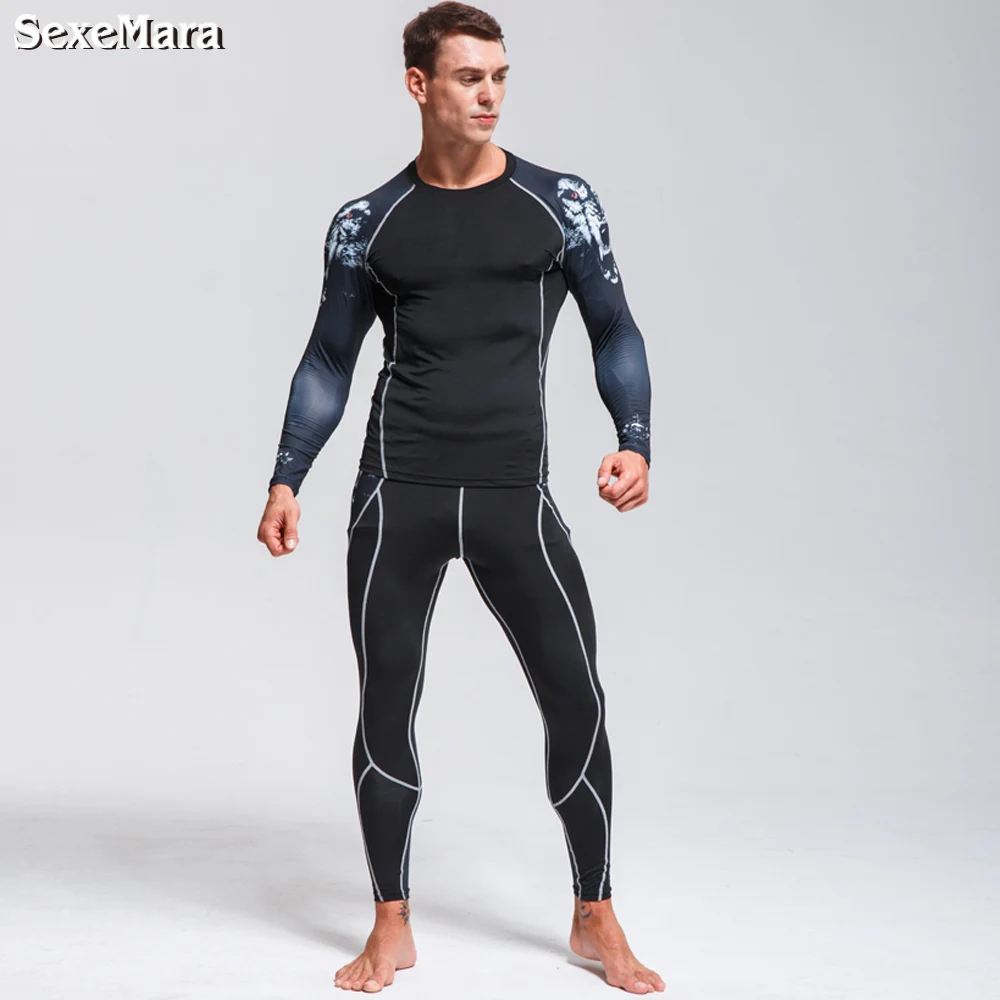 

2019 SexeMara New Men's Thermal Underwear Sets Compression Fleece Sweat Quick Drying Thermo Underwear Men Clothing Long Johns