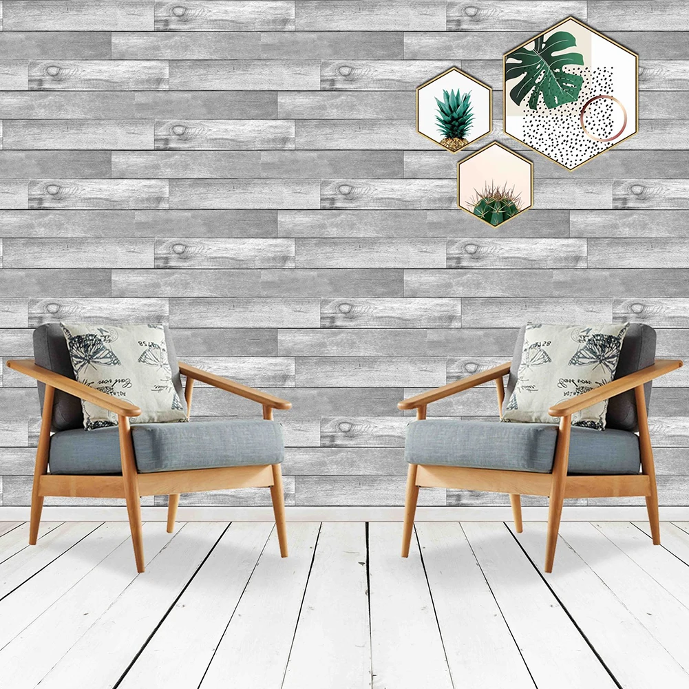 DIY Removable Waterproof PVC Sticker Wood Grain Bathroom Kitchen Wall Stickers Decor Set