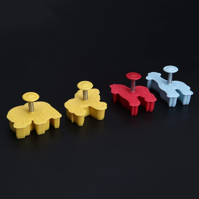 

4Pcs 3D Animal Plastic Cookies Mold Fondant Cake Cutter Mould DIY Bakeware Tools Mar28