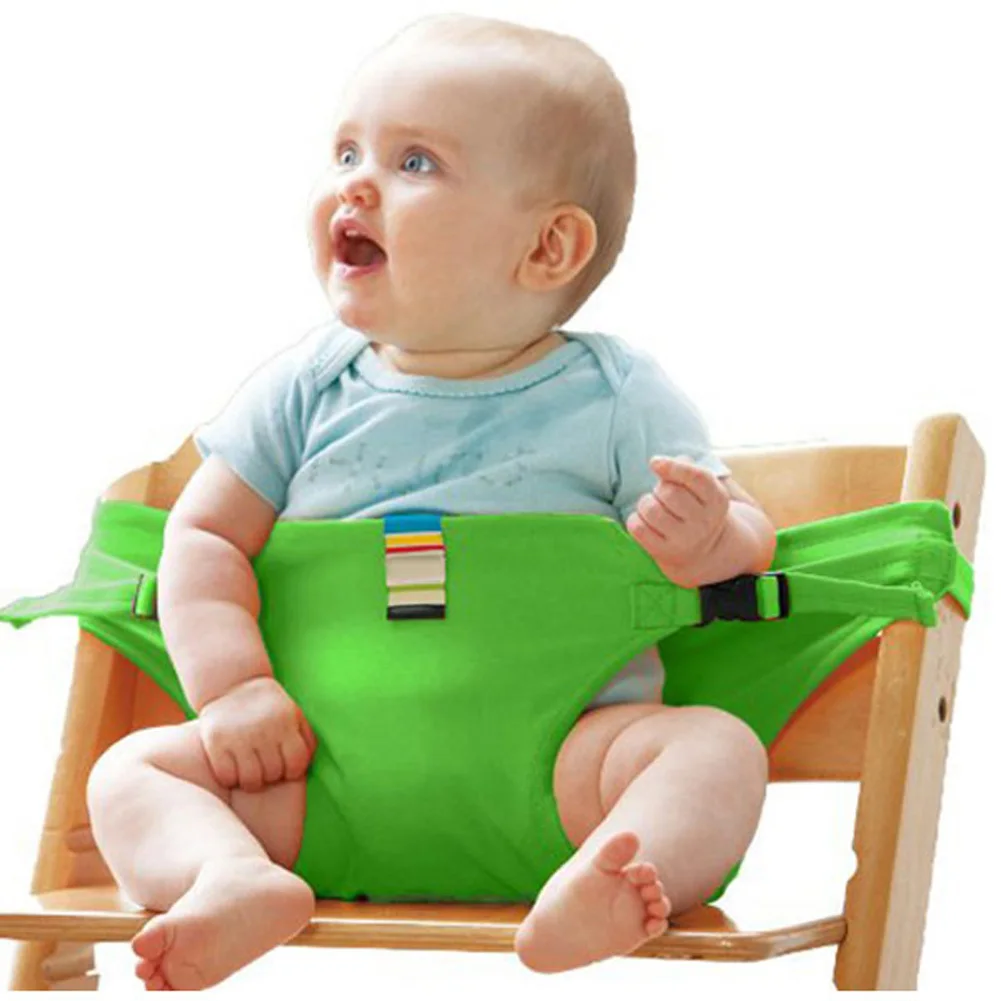 Портативный детский стул Детское сиденье продукт обеденный стул ремень безопасности кормления высокий жгут S7JN - Цвет: Зеленый
