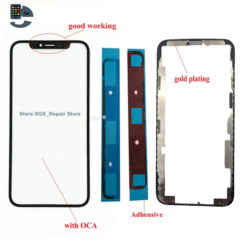 

1 set original quality Front Screen Outer Glass lens with OCA with Frame Bezel with Sticker Kits for iphone X