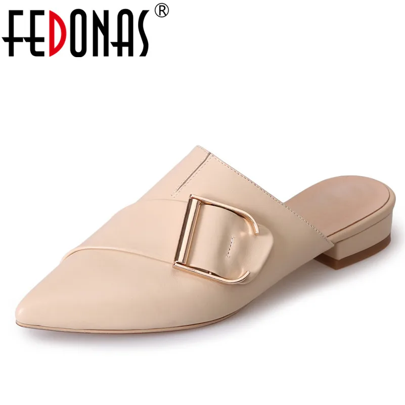 FEDONAS New Women Sandals Low Heels Fashion Summer Close Toe Shoes Woman Casual Comfort Sandals Buckles Loafter Shoes