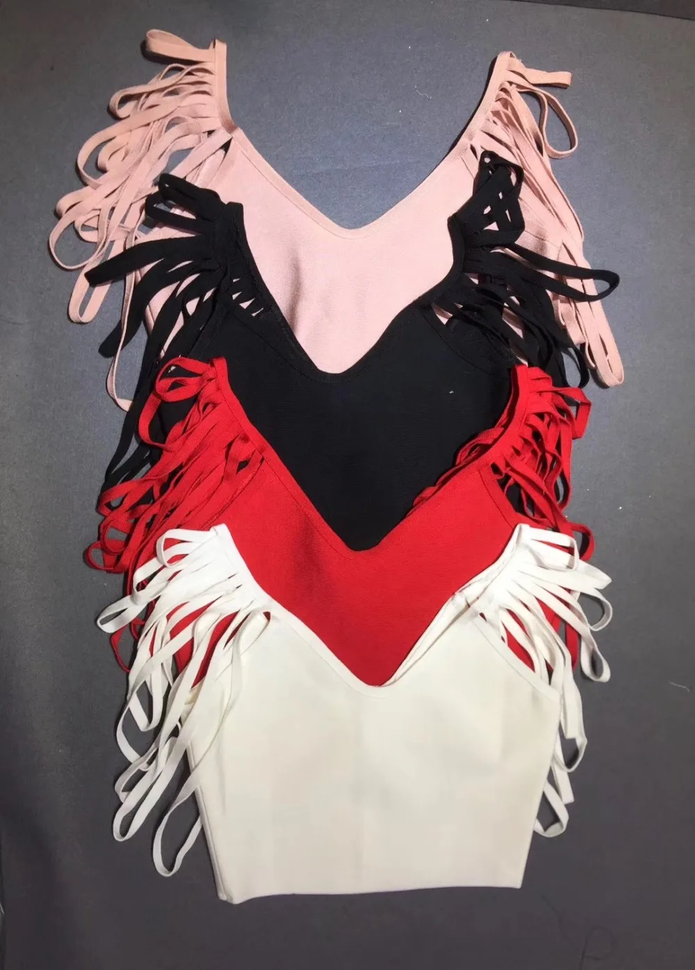 

Summer Crop Tops Women Sleeveless Sexy V Neck Bandage Multi Strips Top Fashion Black Pink White Red Bandage Top Ladies