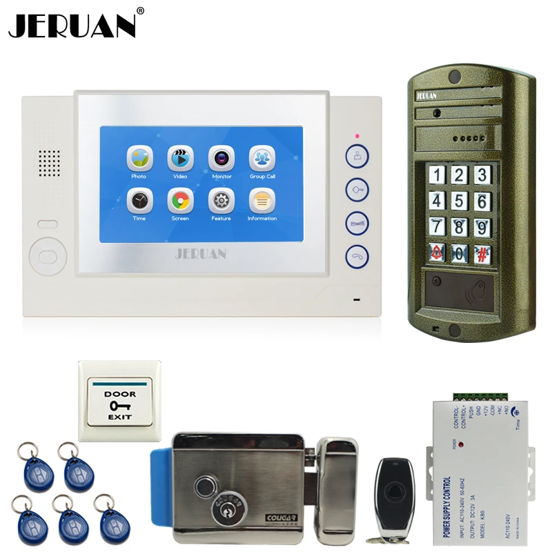 

Home NEW 7`` TOUCH Screen LCD Video Door Phone Record Intercom System kit Waterproof Password HD Mini Camera+E-Lock 1V1