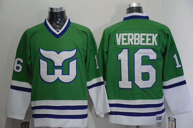 

#16 Pat Verbeek Hartford Whalers retro throwback MEN'S Hockey Jersey Embroidery Stitched Customize any number and name