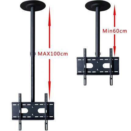 360 градусов 60-2000 мм Регулируемая высота 3"-60" потолочный кронштейн для телевизора светодиодный держатель для ЖК-монитора Макс. VESA 600x400 мм загрузка 25 кг
