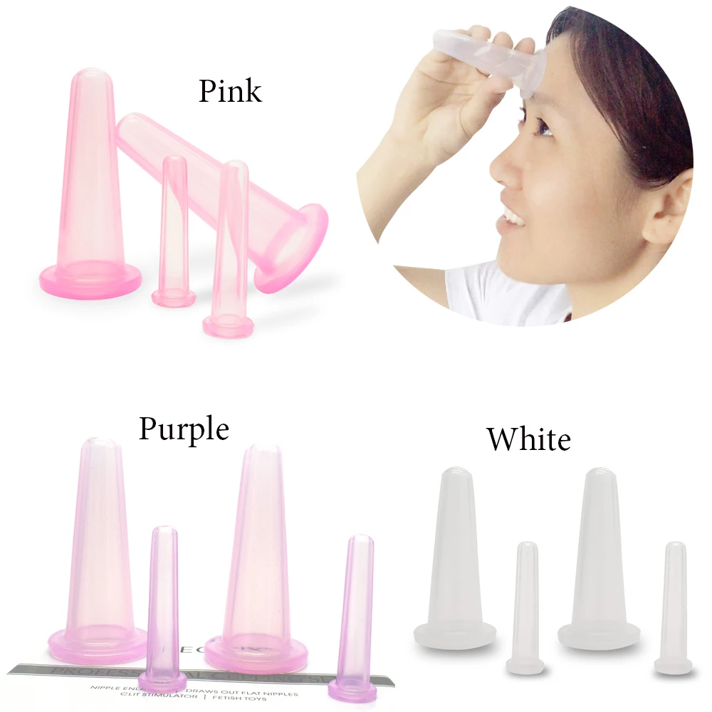 4PCS Pink Facial Massage Cupping Cup Vacuum Cellulite Cupping Cup Body Treatment Therapy Face