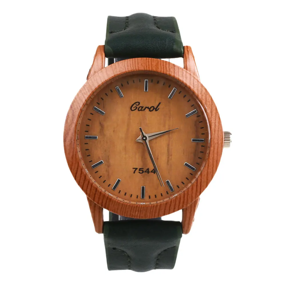 

Unisex Chic Wodden Sport Watch Leather Band Analog Quartz Wrist Watch