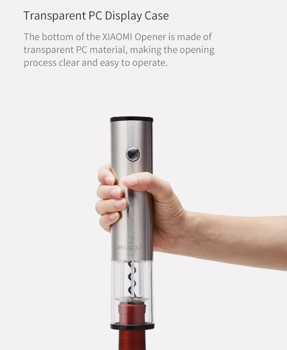 Xiaomi Mijia открывалка для бутылок вина круг Joy нержавеющая сталь автоматический Электрический штопор для вина умный автоматический пробковый инструмент