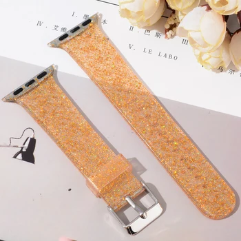 

38/40mm 42/44mm Women Sports Brand Watchband For Apple Watch Series 1/2/3/4 2019 Fashion Soft Bling Silicone Strap For iWatch