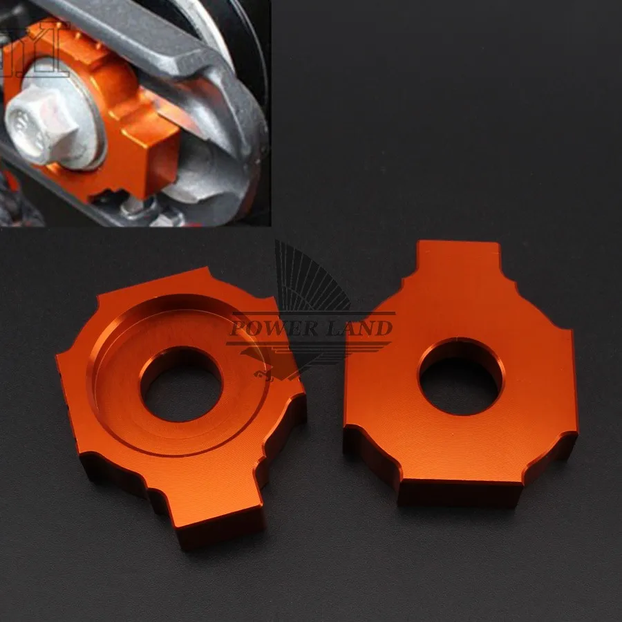 Rear Axle Spindle Chain Adjuster Blocks Orange For KTM RC125 RC200