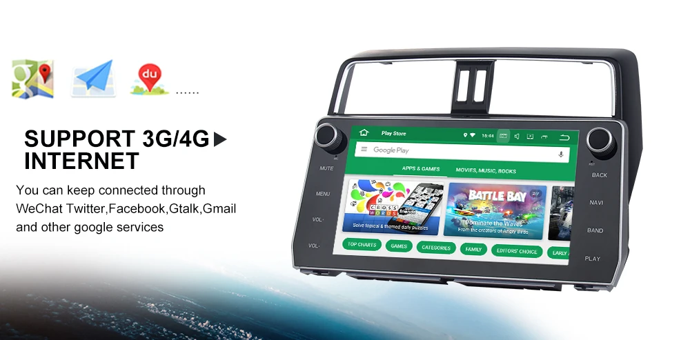 Clearance 10.2" 2 din Car Multimedia Player for Toyota New Prado 2018 Android 7.1 Stereo Navigation Steering Wheel Contorl 1024*600 Radio 22