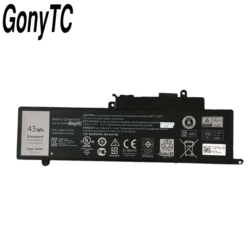 GONYTC 100% Новый оригинальный GK5KY Аккумулятор для ноутбука DELL Inspiron 13 7347 11 3147 04K8YH 31NP6/60/80