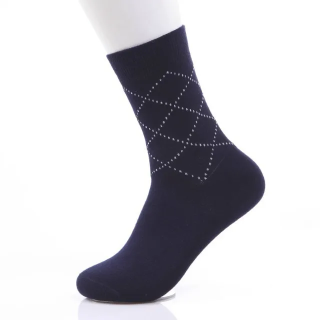 Cotton Business Men Socks Solid Bamboo Fiber Male Middle Socks Spring Summer Autumn Winter Diamon Men Socks Casual Gift For Men (1)
