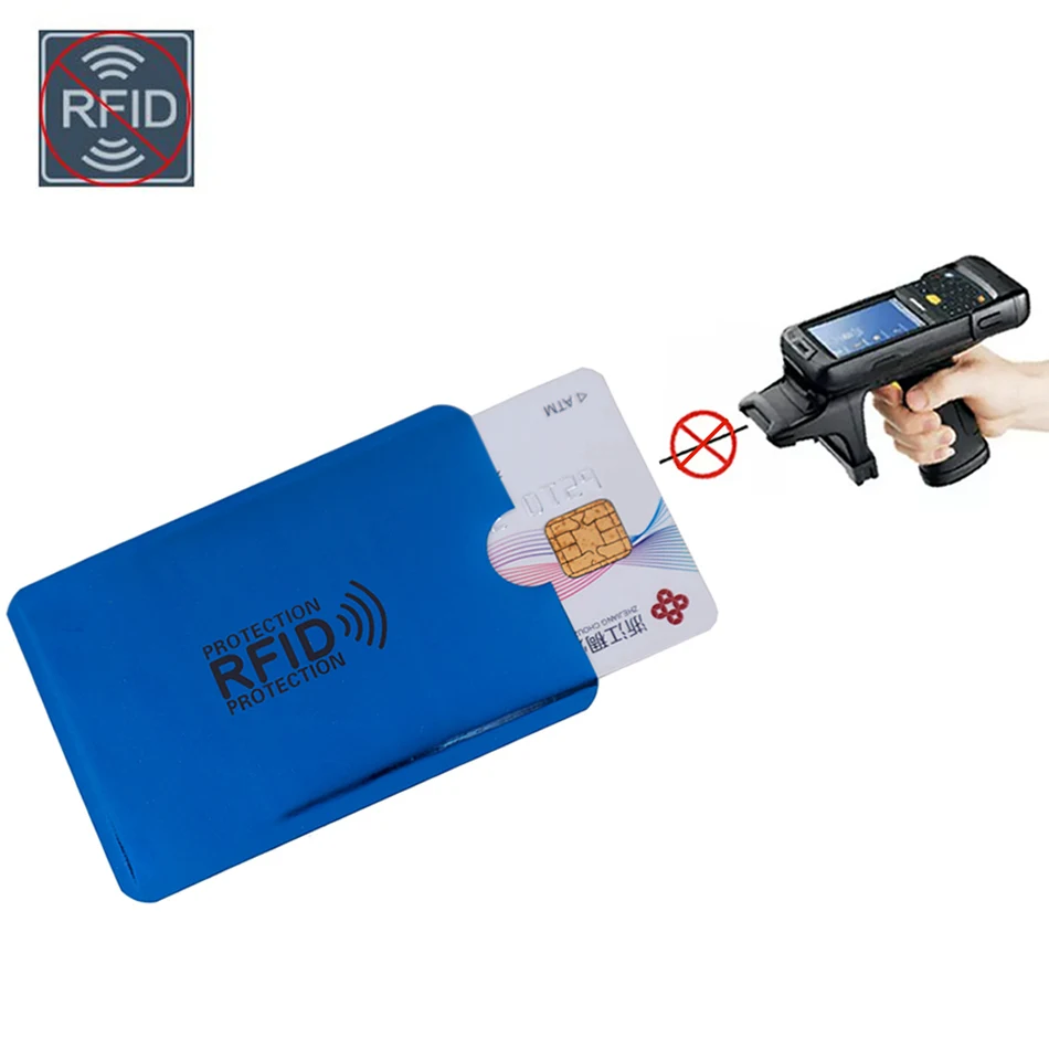 

Aluminium Blue Laser Anti Rfid Wallet Blocking Reader Lock ID Bank Card Holder Bank Card Case Business Protection Metal Credit
