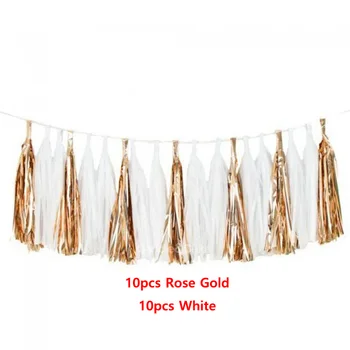 

20pcs Rose Gold/White Balloons Tassel Garland - Ready To Hang Bride's Wedding Birthday Decoration,Birthday Girl Party Supplies