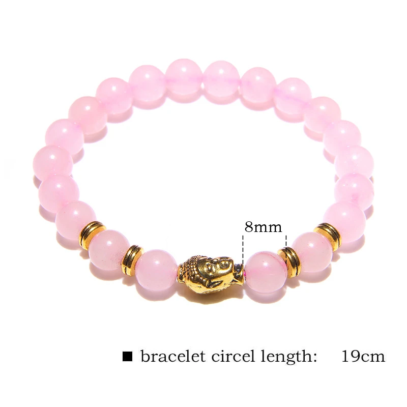 Розовый браслет с кристаллами из розового золота и серебра, браслеты с бусинами, розовые кварцевые браслеты, браслет для женщин и девушек, подарок - Окраска металла: 7