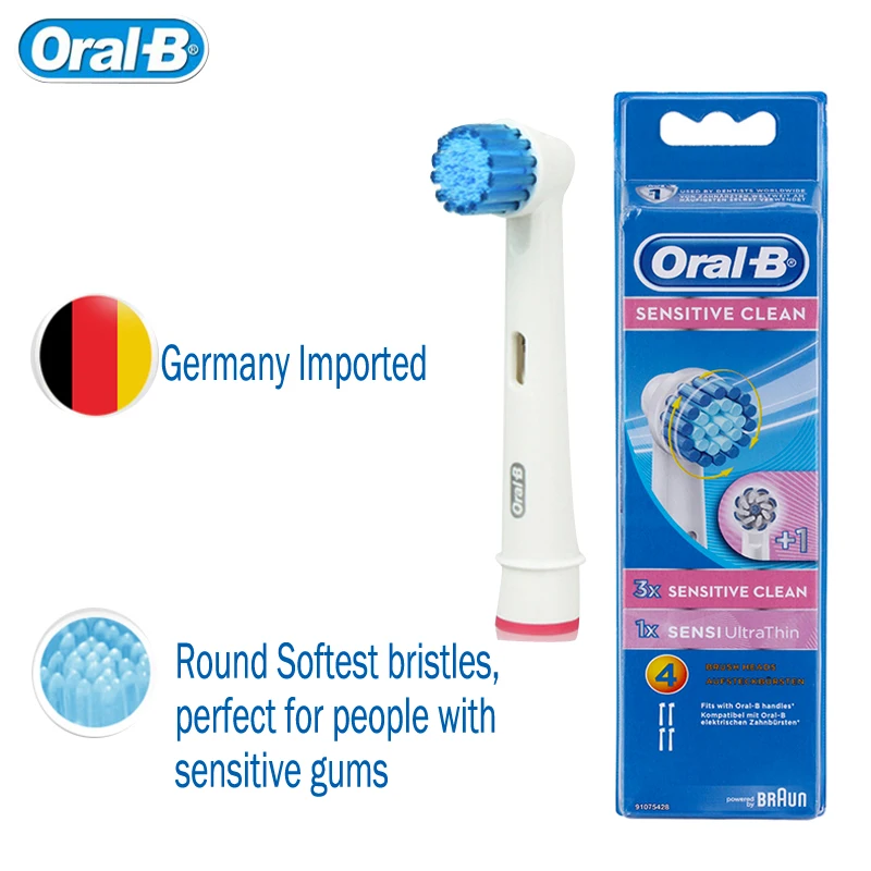 Genuine originale Oral-B Spazzolino da denti sensi ultrasottile Dente Spazzolino Teste Confezione Da 4 