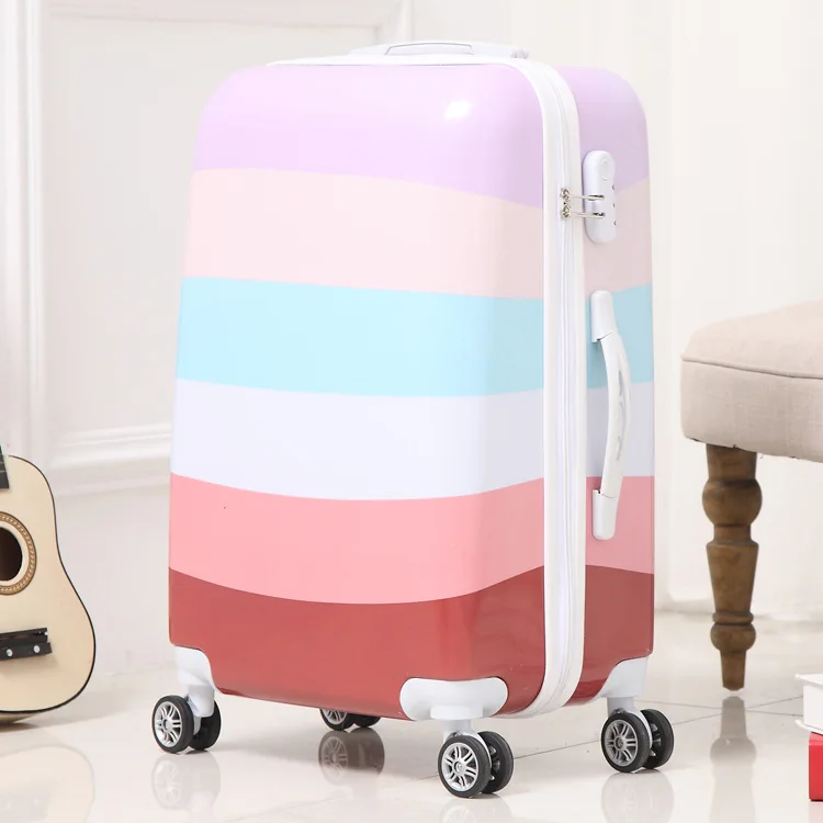 Мужские и женские клетчатые багажные/Женские винтажные полосатые чемоданы на колесах/20 ''24 дюйма ABS Hardside тележка посадочные сумки