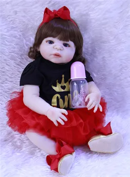 

NPK bebes reborn curly girl full Silicone doll reborn 23" princess newborn babies alive bonecas can bathe child doll gift
