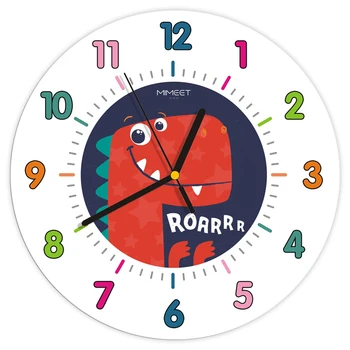 

2019 3D Dinosaur Cartoon Wall Clock Wood Creative Silent Animal Clock Children Room Clock Modern Quality Design Free Shipping