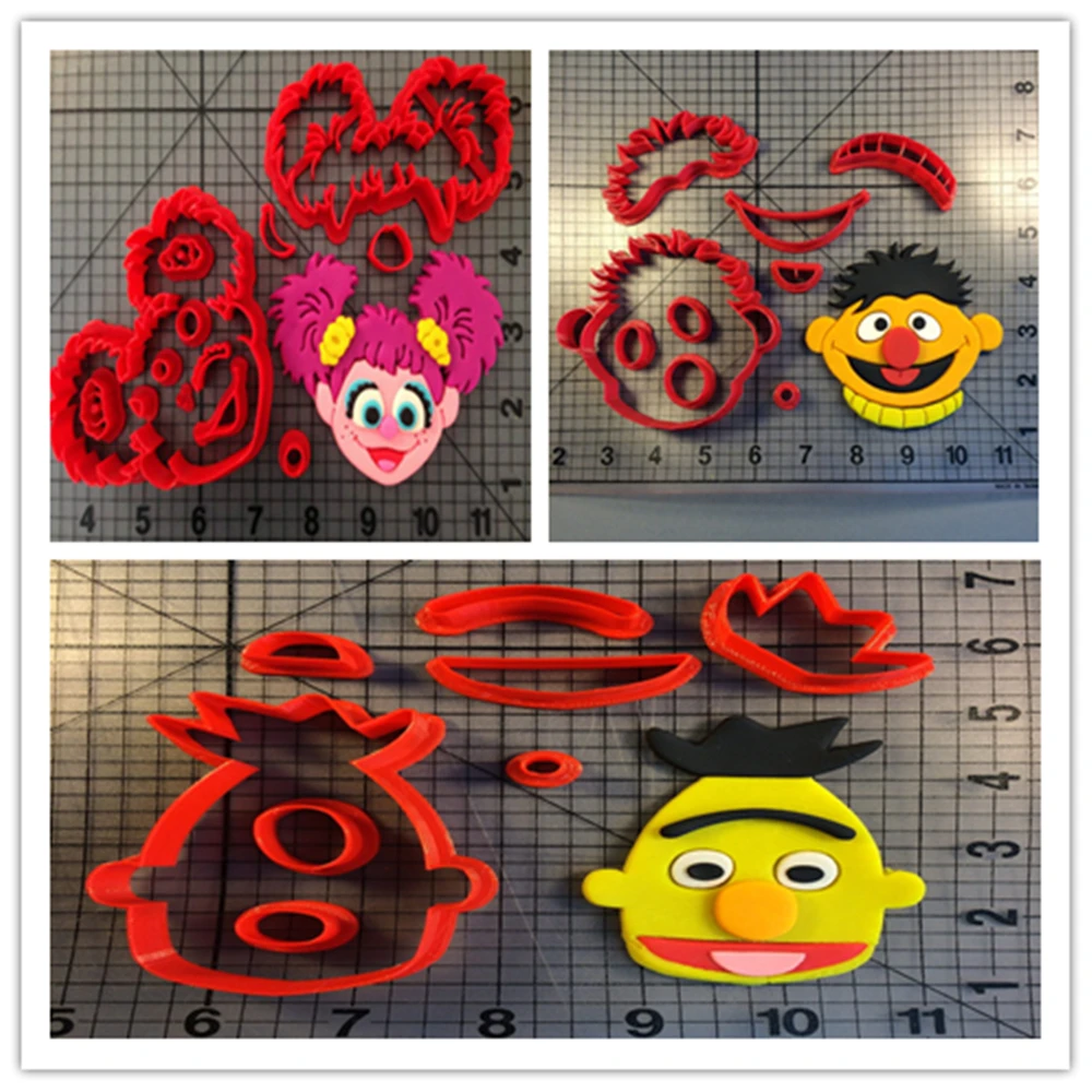 

Oscar TV Show Cartoon Character Cookie Cutter Bert Ernie Fondant Cupcake Top Custom Made 3D Printed Cake Decoration Tools