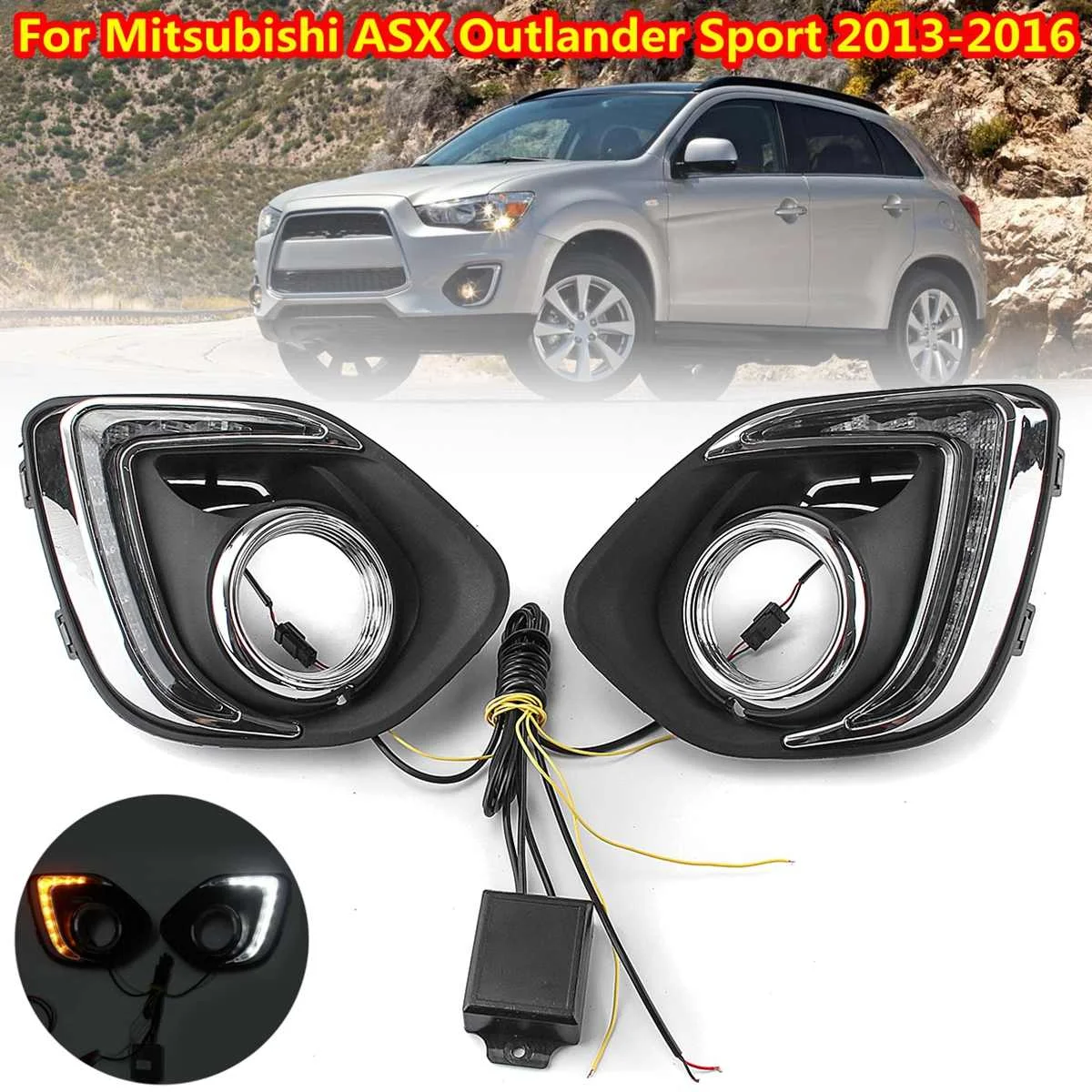 

Led Drl For Mitsubishi ASX Outlander Sport 2013-2016 Daytime Running Light Front Bumper Driving Fog Lamp Daylight Headlight DRL