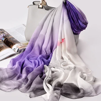 

100% Pure Silk Scarf Ladies Luxury Brand 2019 Shawls and Wraps for Women New Print Natural Silk Wrap Hangzhou Real Silk Scarves