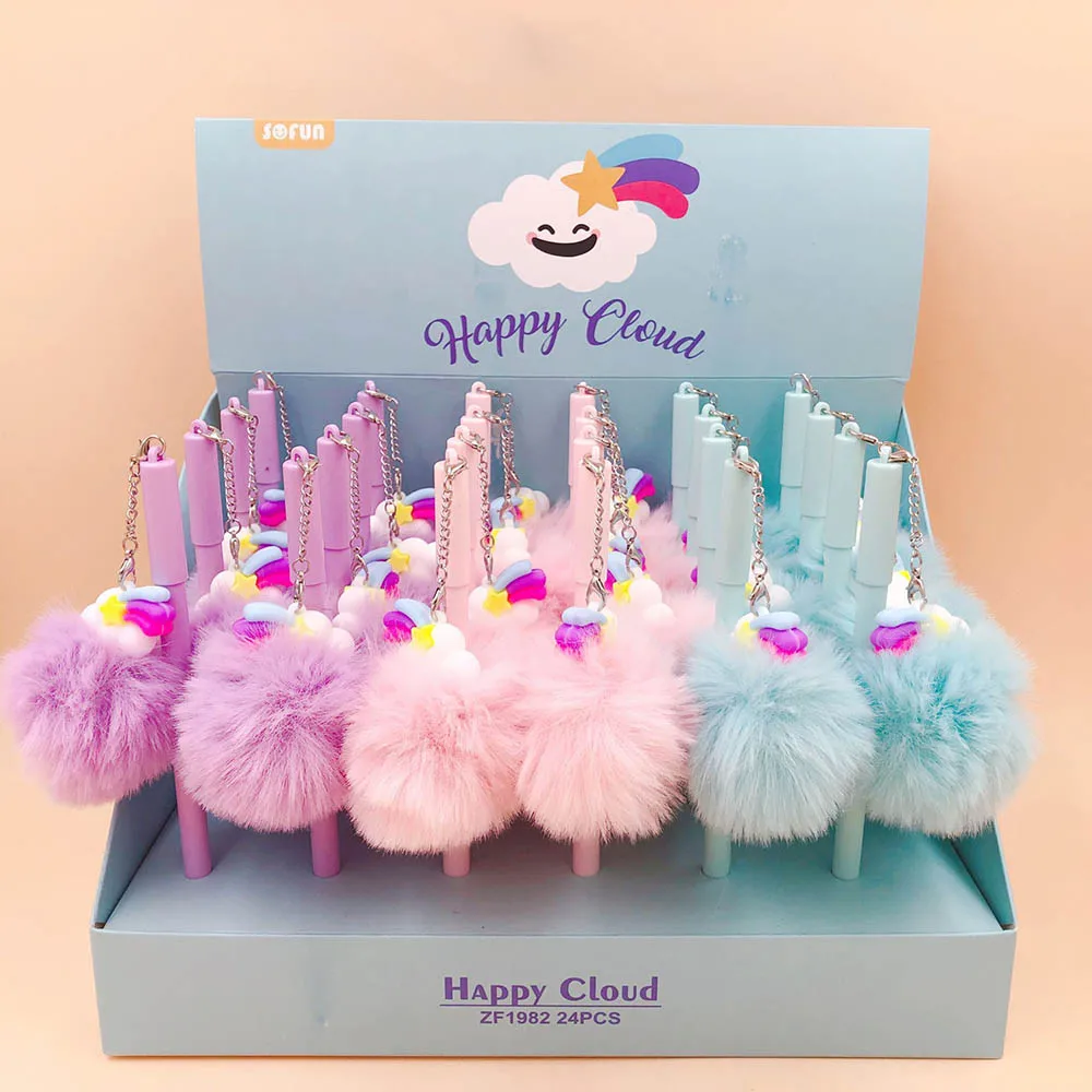 1 шт. Радужный гелевый кулон в виде перьевой ручки Happy Cloud Плюшевые Ручки для школы