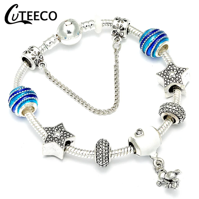 Cuteeco Silver Plated Chain Charm Bracelets 2018 New Style Teddy Cuteeco Silver Plated Chain Charm Bracelets 2018 New Style Teddy Bear Pendant Brand Bracelet For Women