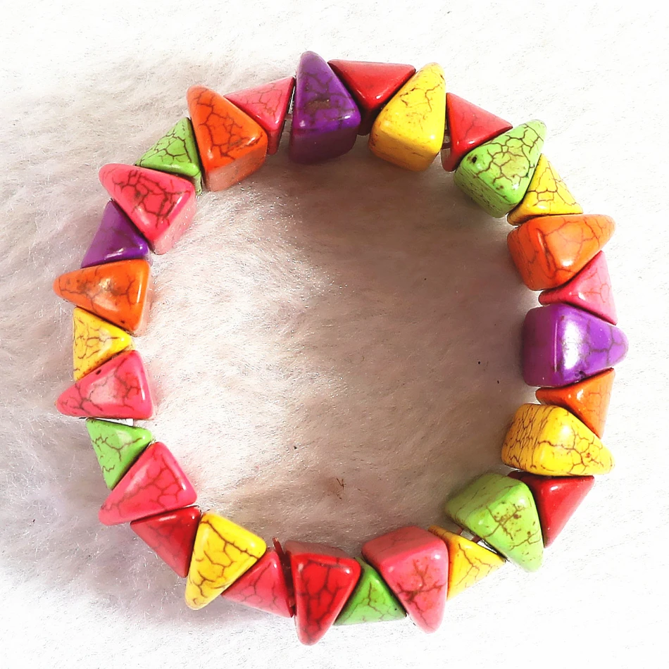 

HOT Multicolor calaite turquoises Stone 28x24mm Fashion DIY Bracelets For Women and Men 7.5" B309